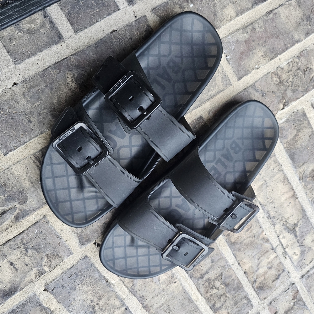Balenciaga Mallorca Sandals Black Transparent Rubber Buckle Italy Size 46/13